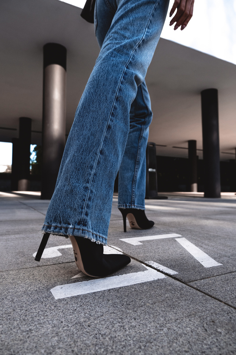 Woman Wearing High Heels with Jeans